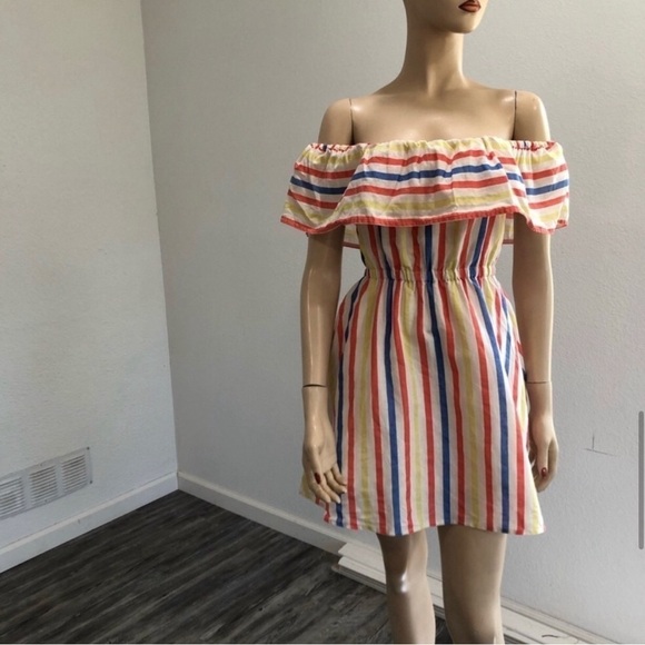 Lily Brown multi color off the shoulder dress - Picture 13 of 15